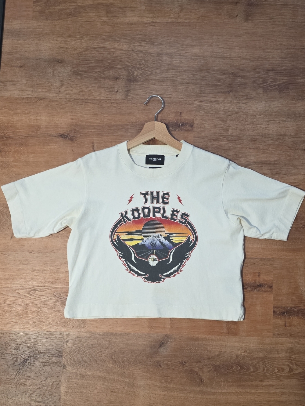 The Kooples Cream Graphic Sunset Eagle Tee